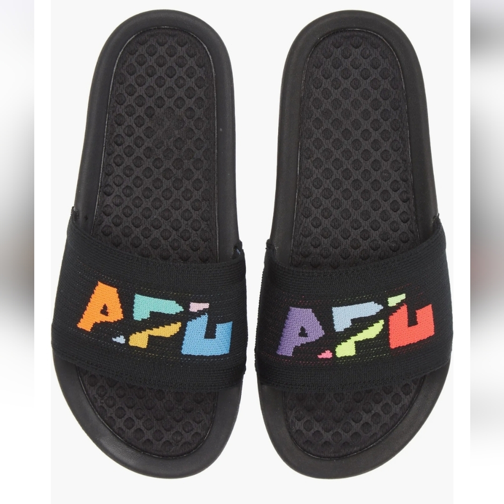 APL Techloom Slides Big Logo Black Multi Womens Size 7 - Picture 3 of 10